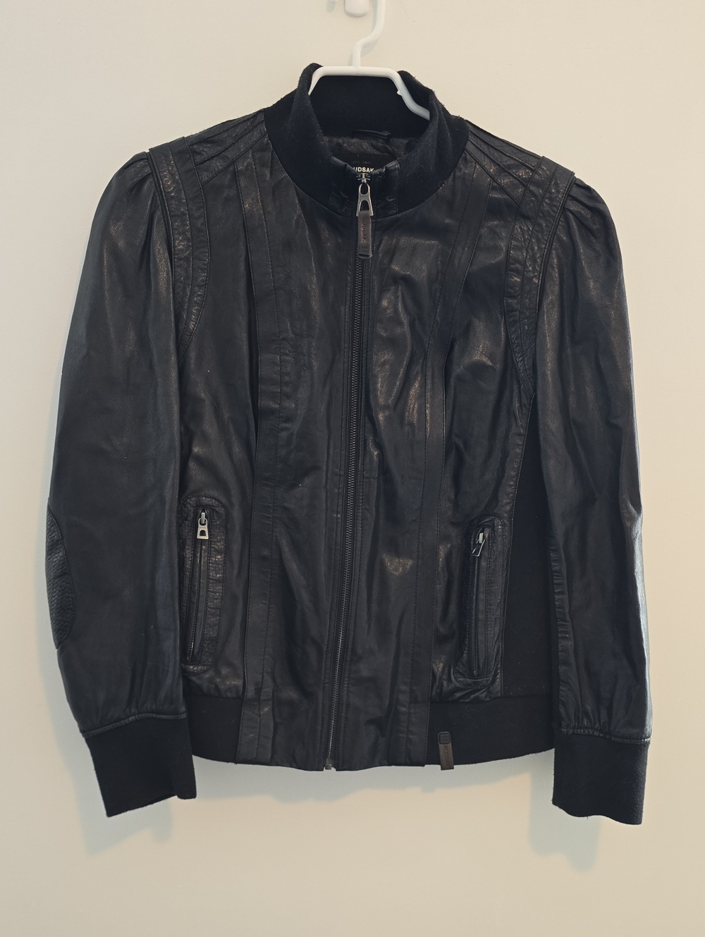 RUDSAK Genuine Leather Black Moto Bomber Jacket – Women’s XL